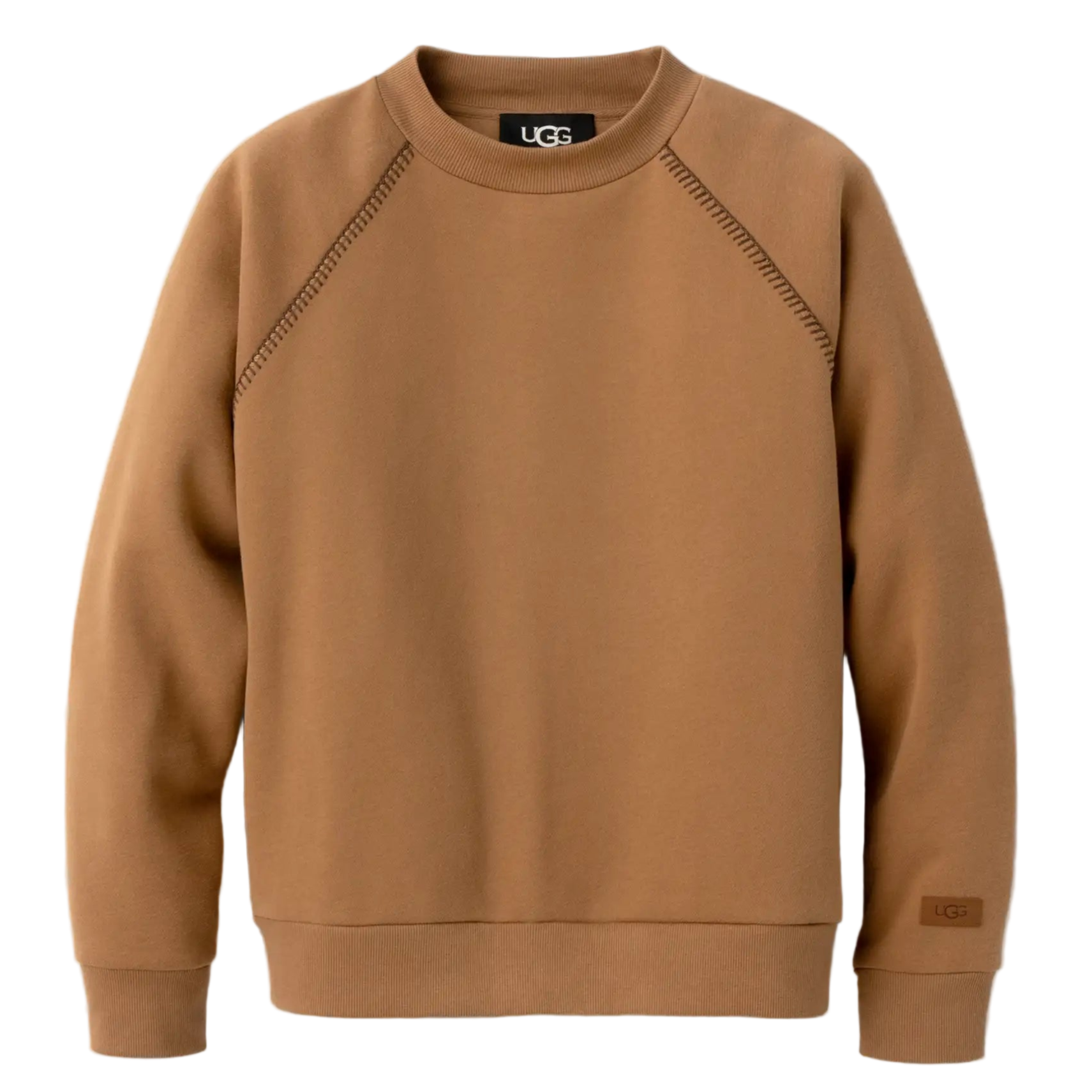 Brown sweatshirt with UGG logo on a light gray background