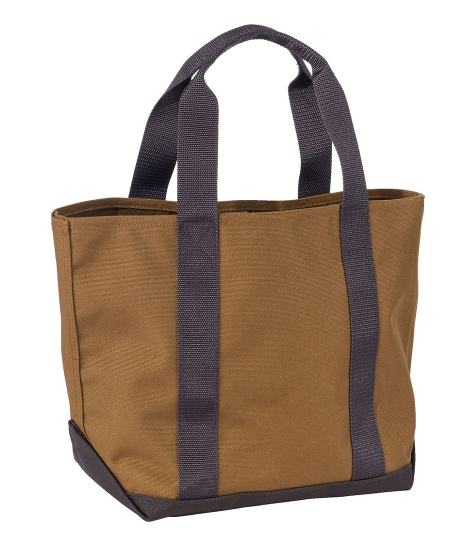 Brown tote bag with dark handles on a white background
