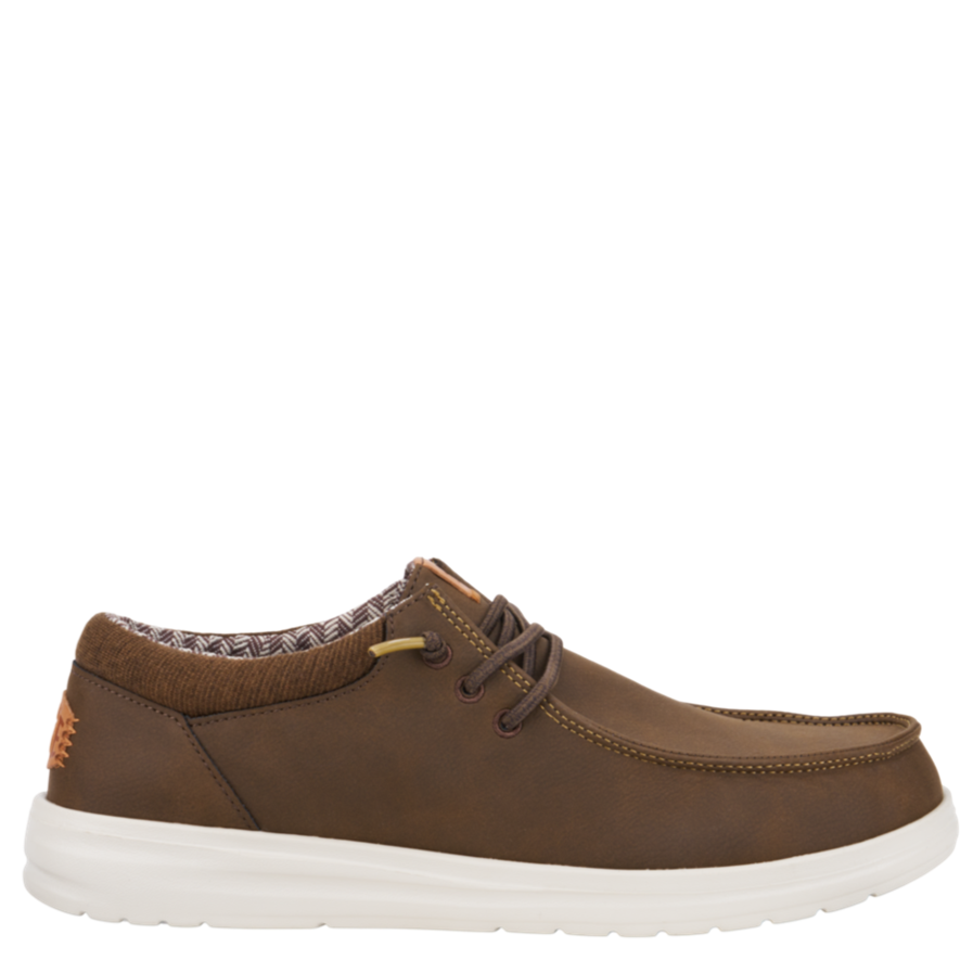 Brown leather shoe on a white background