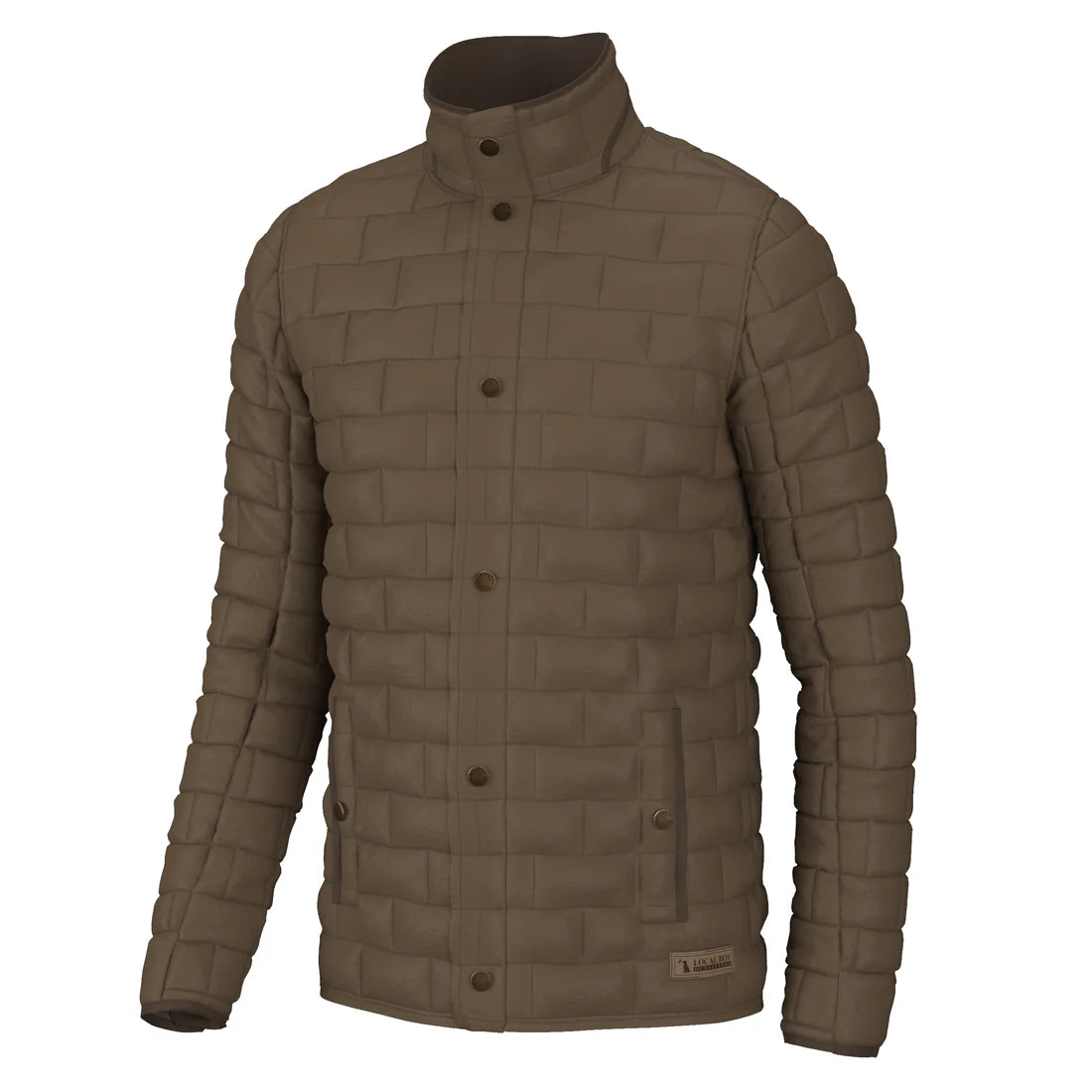 Brown quilted jacket on a white background