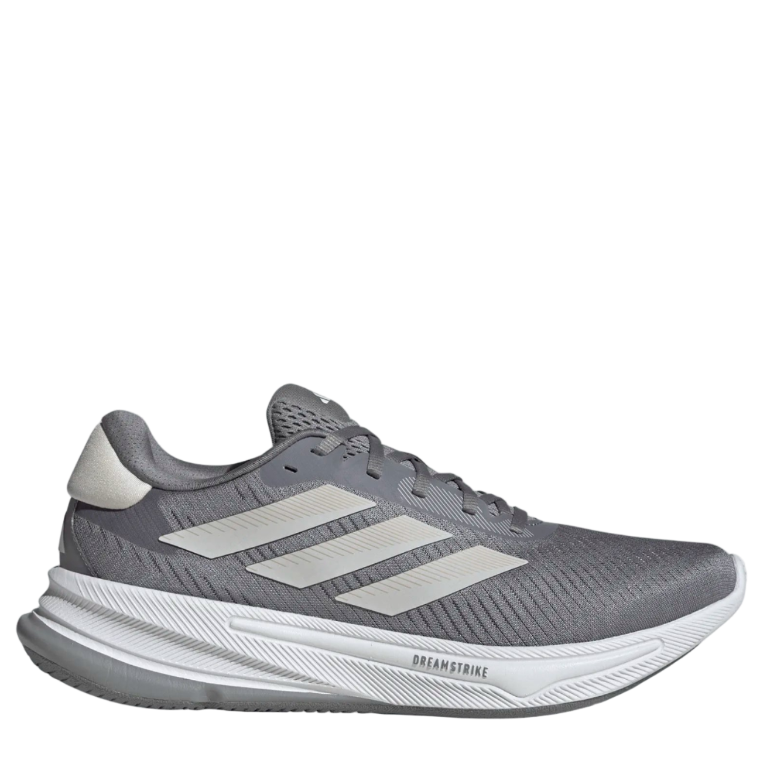 Gray Adidas running shoe on a white background