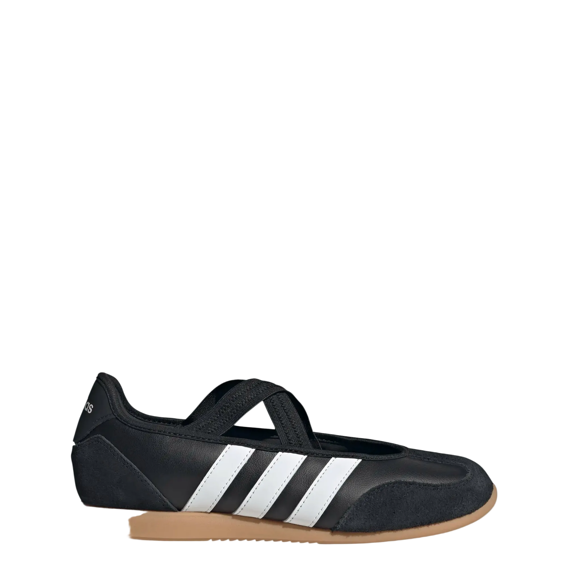 Black sneaker with white sole on a white background