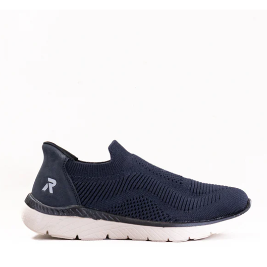 Navy blue sneaker on a white background