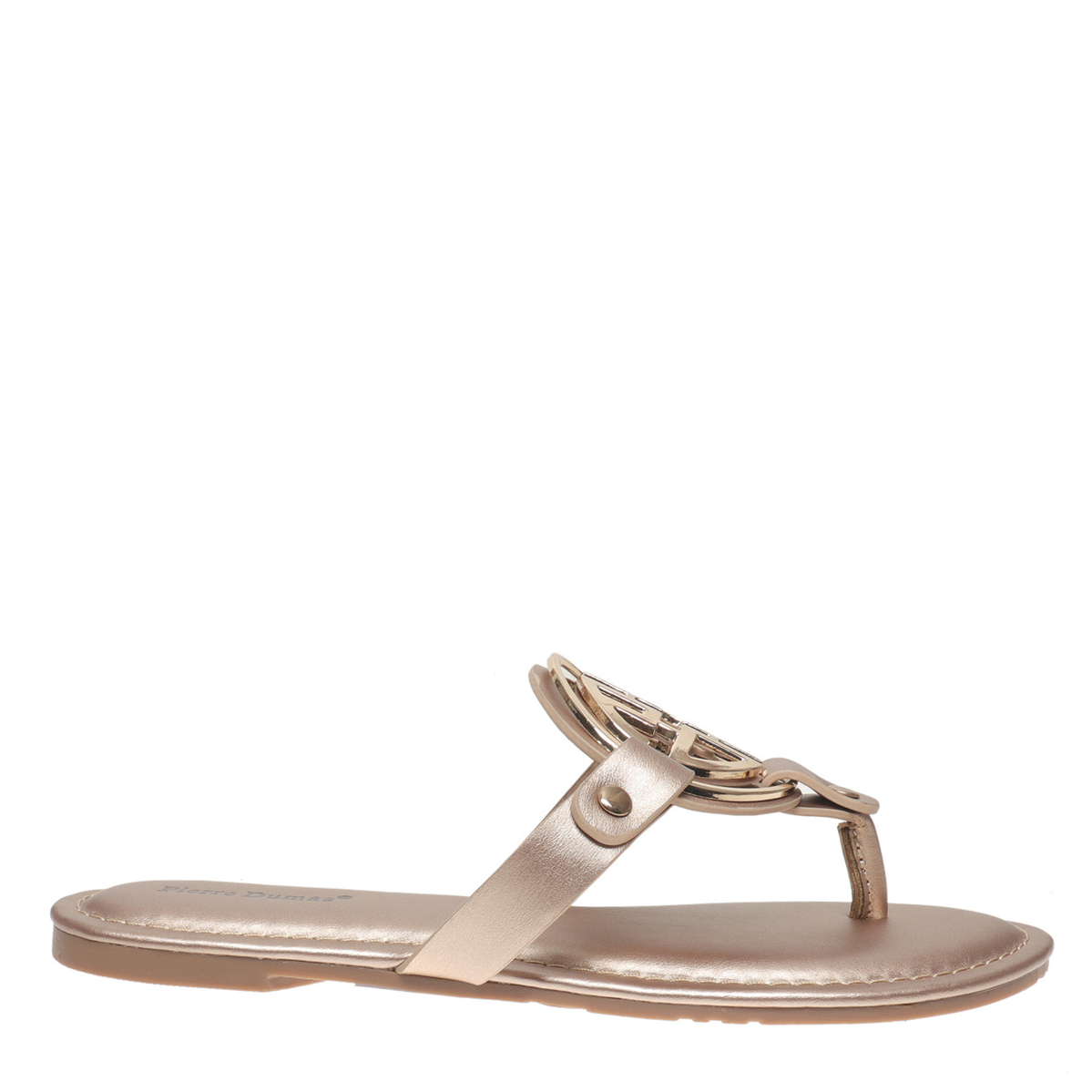Gold sandal on a white background