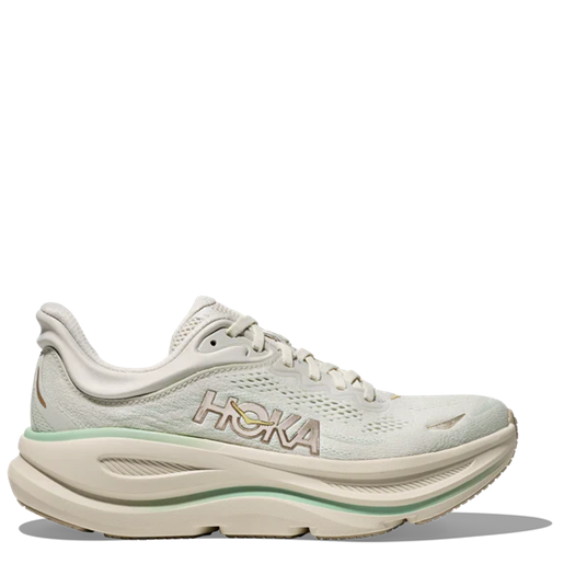 White running shoe with 'Hoka' branding on a white background