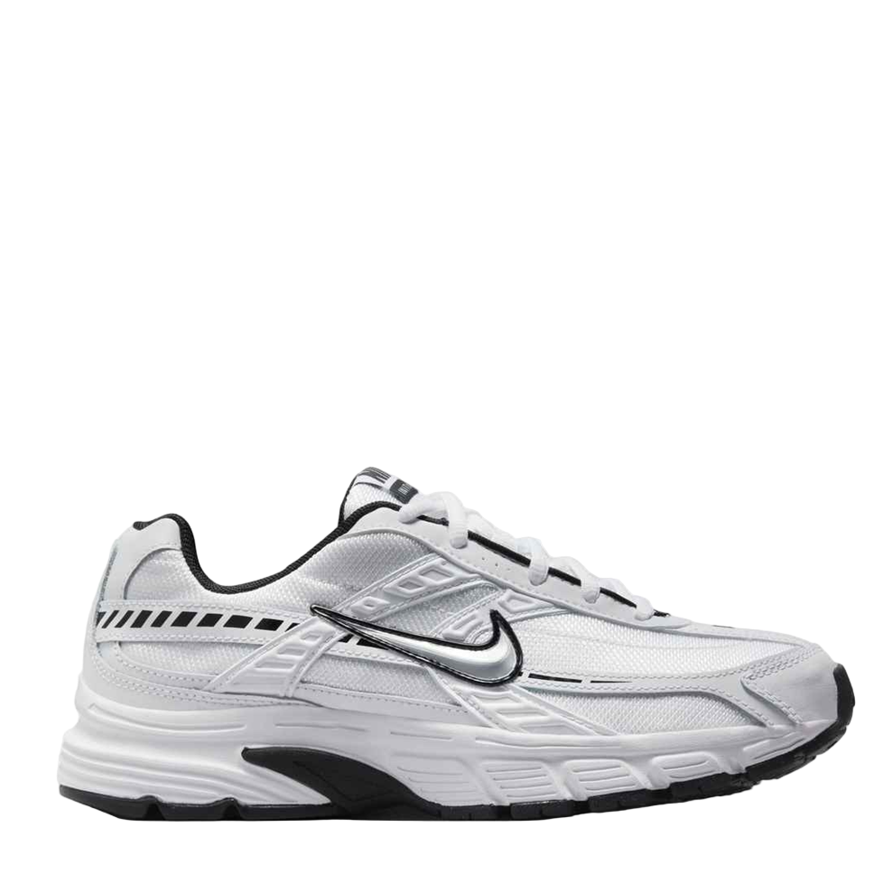 White athletic shoe with black accents on a white background
