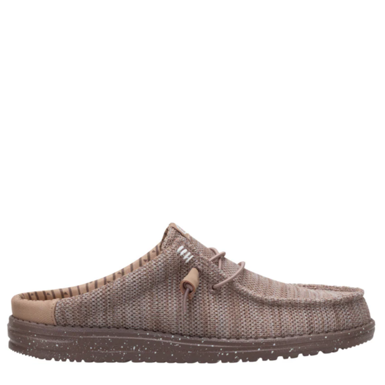 Brown woven shoe on a white background