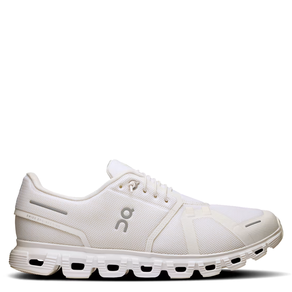 A white On running shoe shown from a side profile view against a solid white background.