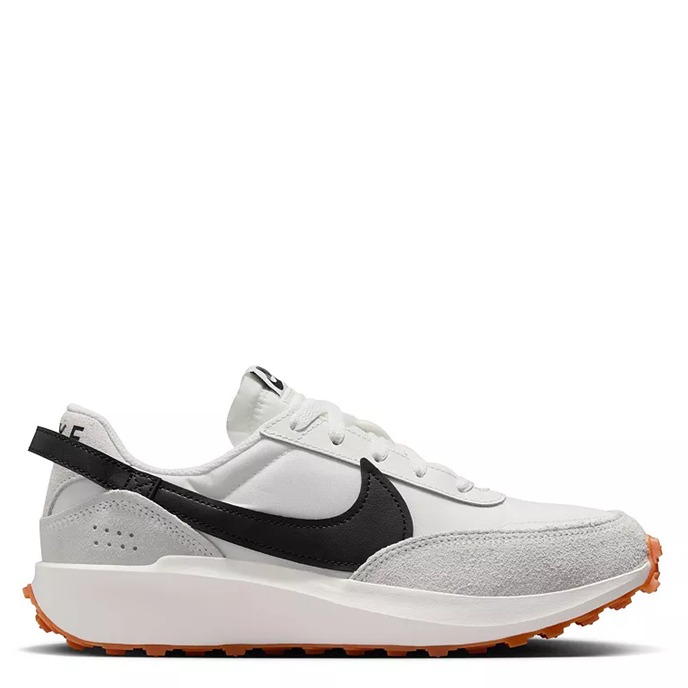 White sneaker with black accent on a white background