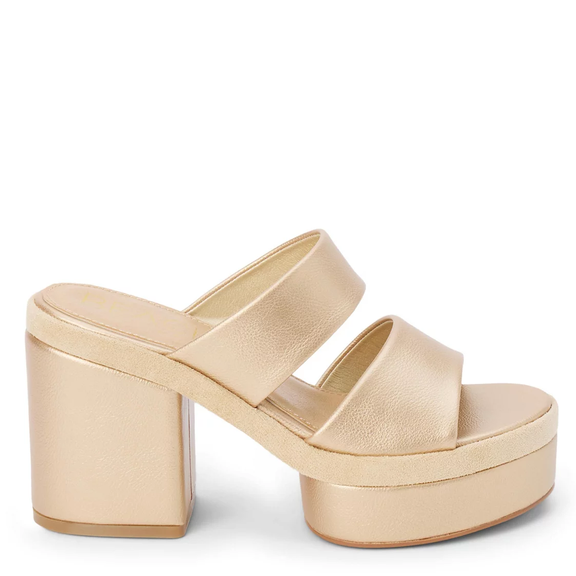 Beige platform sandal on a white background