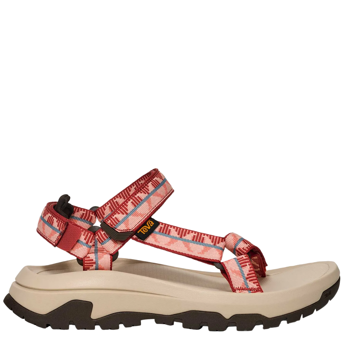 Red and beige sandal on a white background