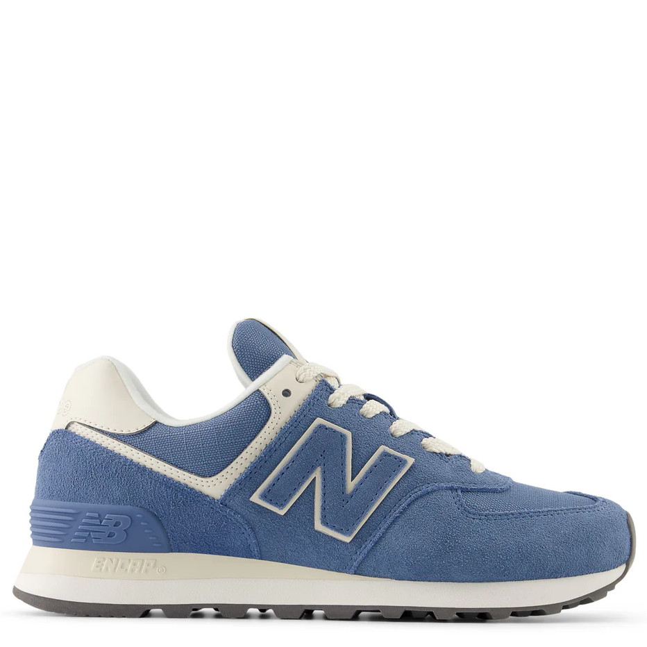 Blue New Balance sneaker on a white background