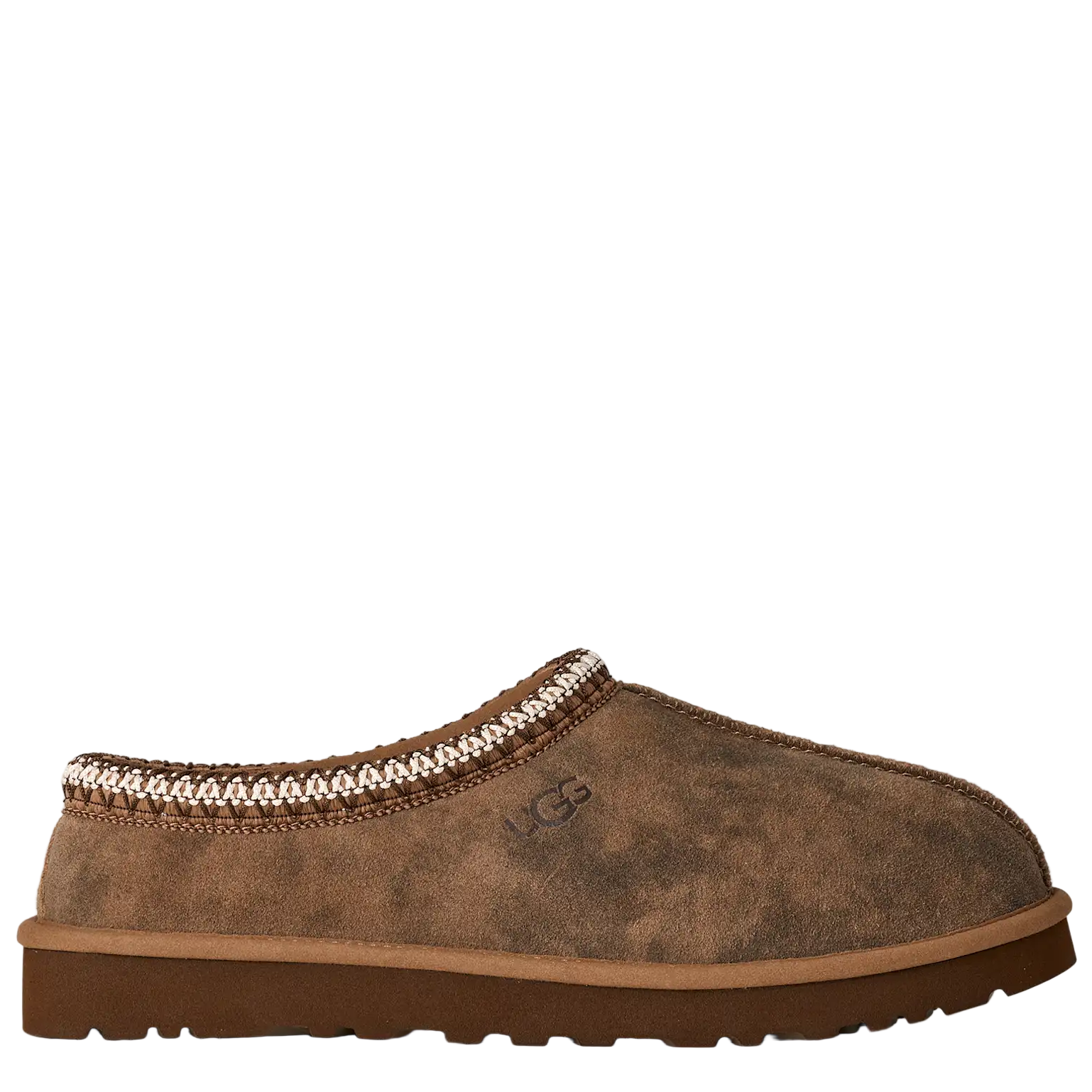Brown UGG slipper on a white background