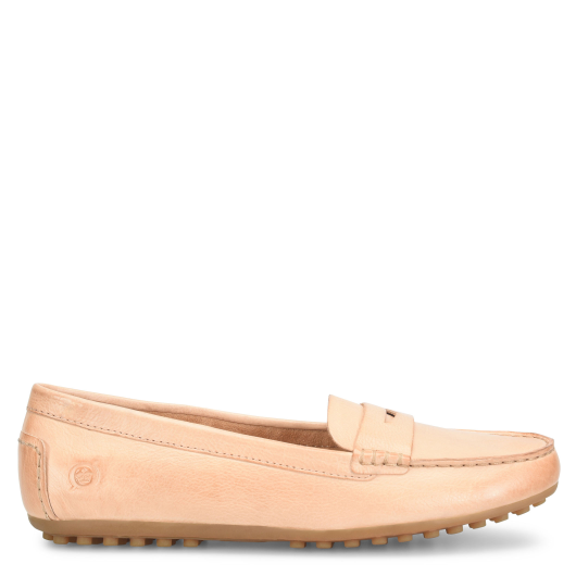 Beige loafer shoe on a white background