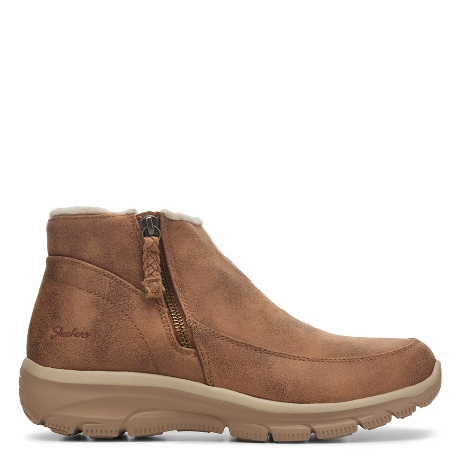 Brown ankle boot on a white background