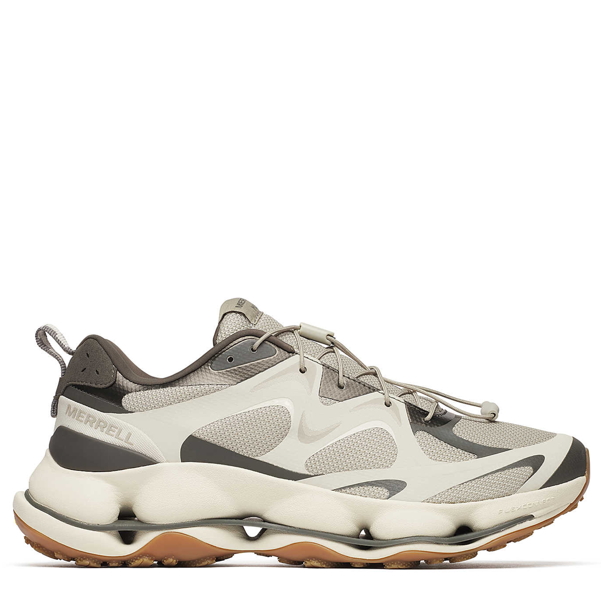 Gray and beige sneaker on a white background