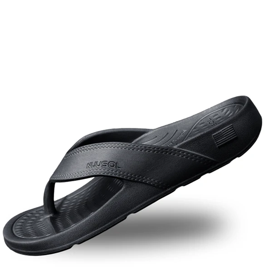Black sandal with 'KUULAA' branding on a white background
