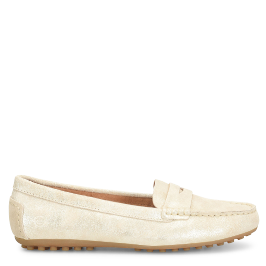 Beige loafer shoe on a white background