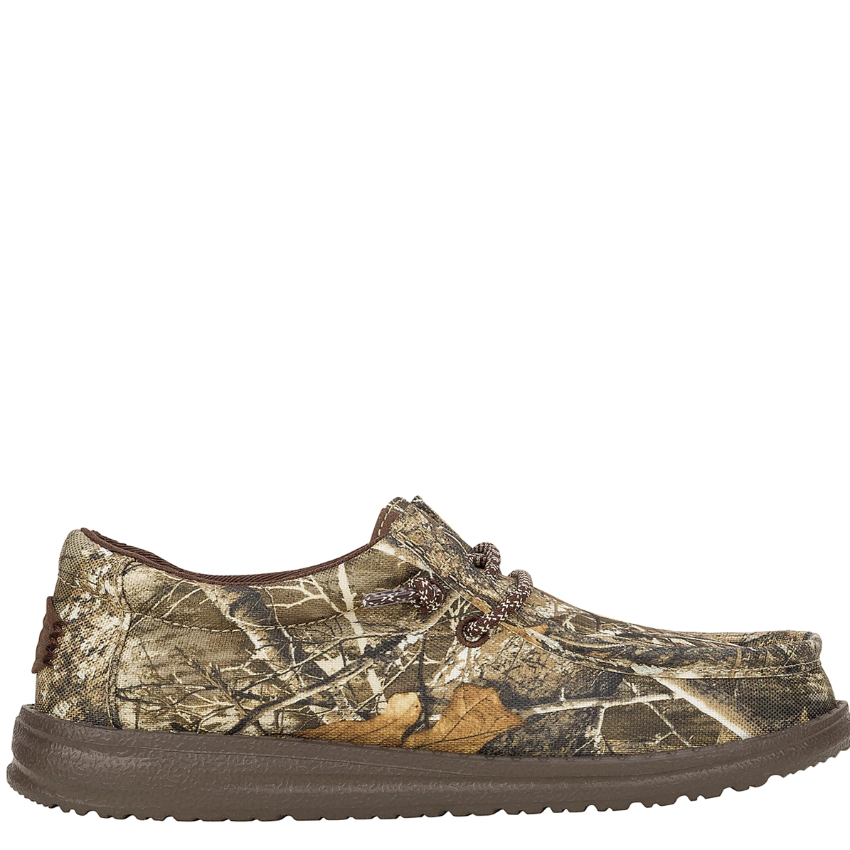 Camouflage-patterned shoe on a white background