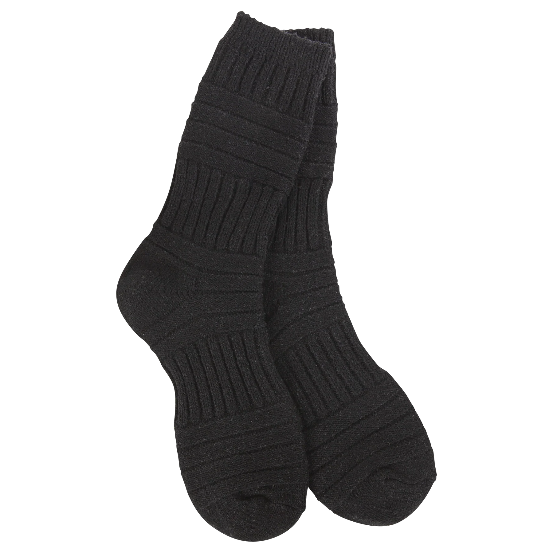 Pair of black socks on a white background