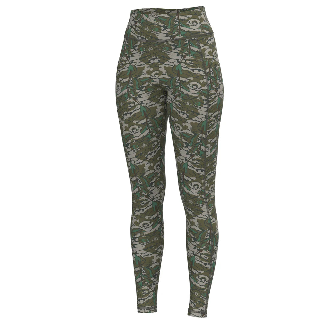 Camouflage-patterned leggings on a white background